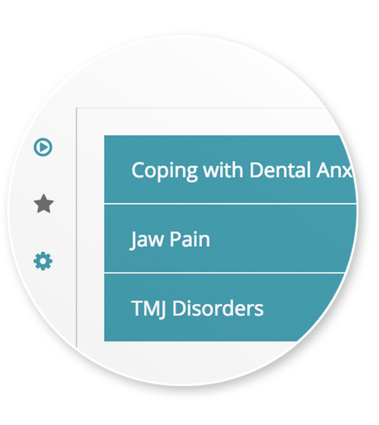 Several favorited items on the favorites list section of the ViewMedica On-Demand application.