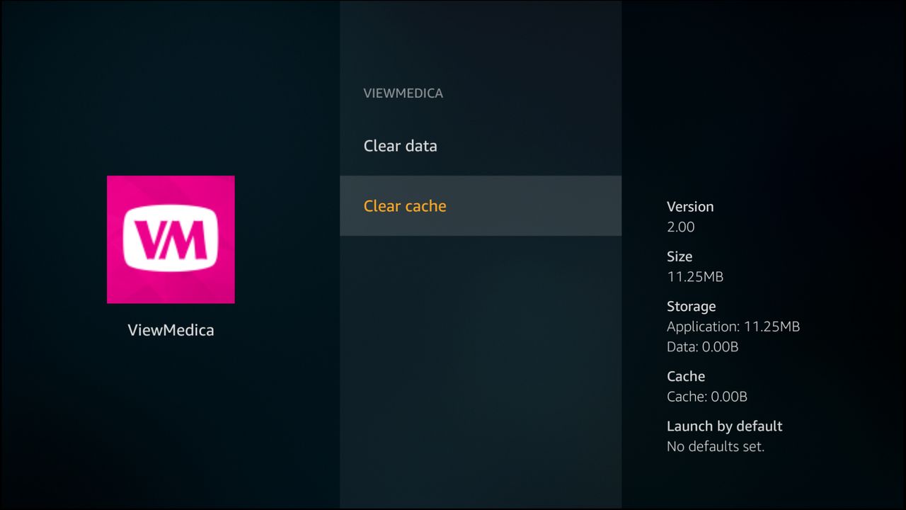 The clear cache option is selected.